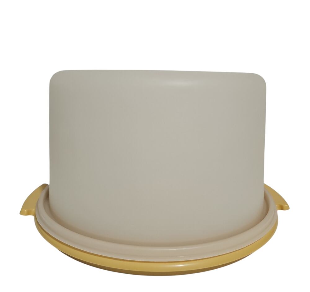 Vintage Tupperware Cake Carrier 684-5 & 683-5 Gold Harvest Round Pie Storage